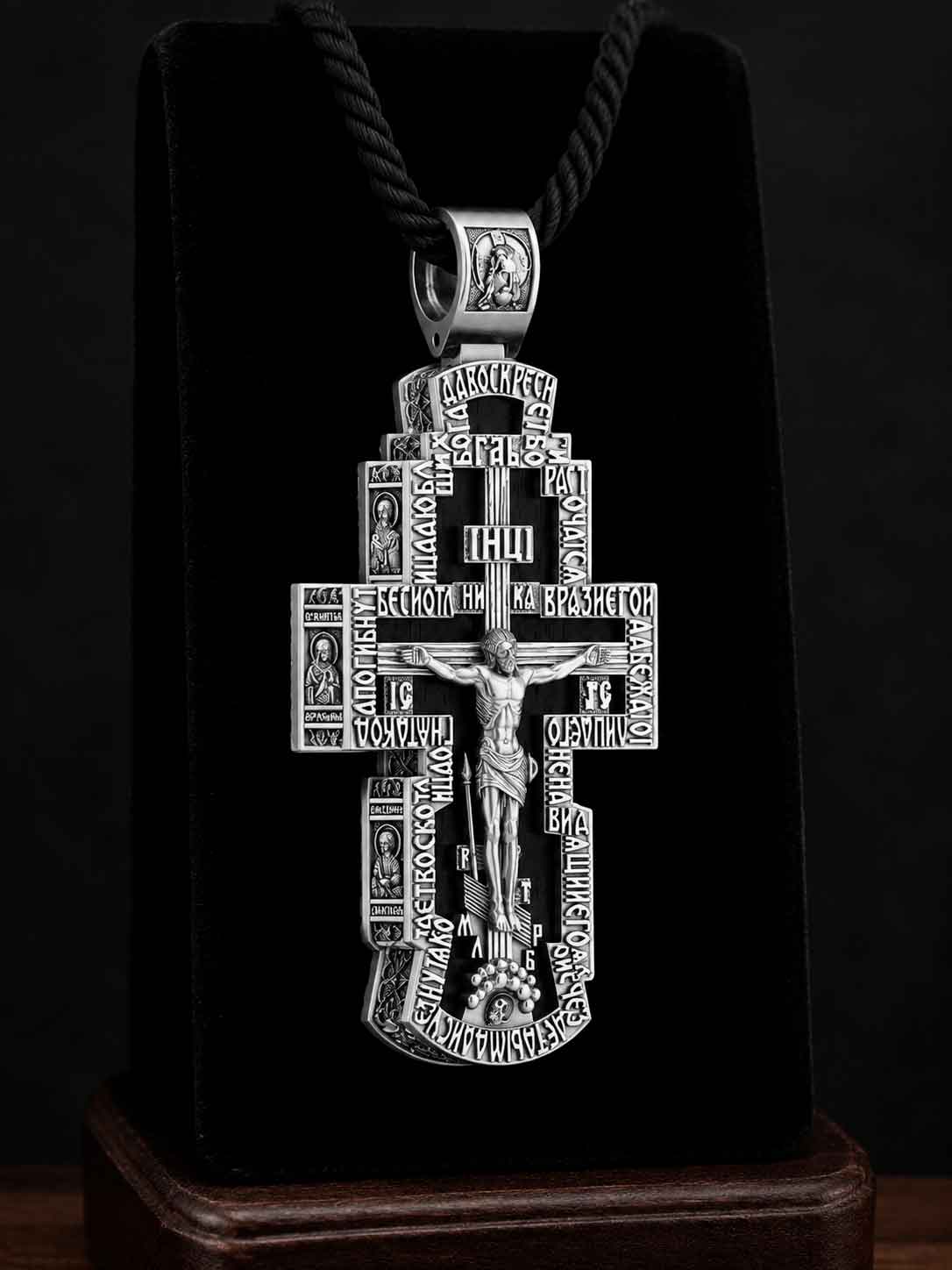 Silver Cross Ebony Tree with Ebony Insert Silver cross Ebony Tree with internal ebony insert and crucifixion